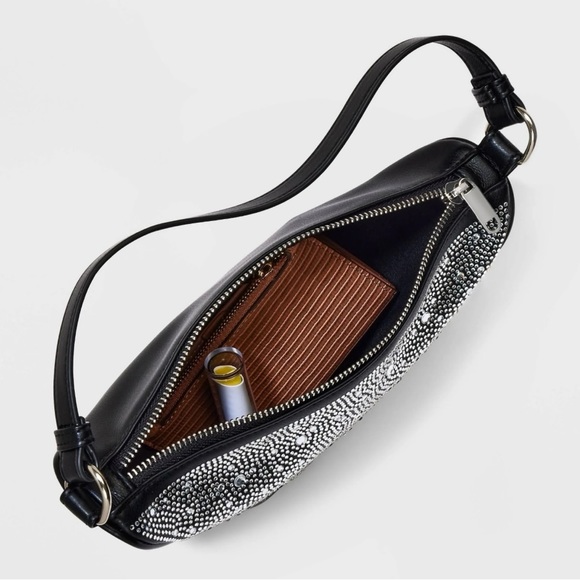 NWT Wild Fable Triangle Rhinestone Black Crossbody Handbag - Picture 8 of 16